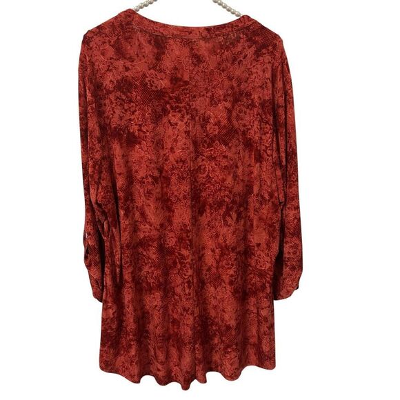 Studio Works Top Womens 3X Red dark Floral artsy grunge romantic office boho - Picture 2 of 12